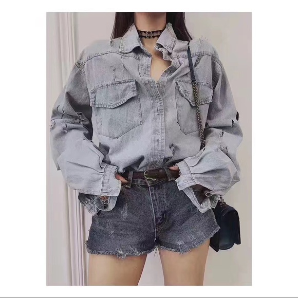 Oversized Denim Button-down Shirt - Picture 8 of 8